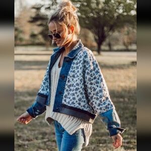 Free People Ditsy Floral Quilted Denim Jacket